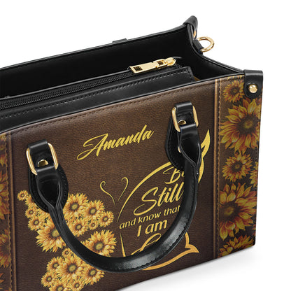 Jesuspirit | Be Still And Know That I Am God | Personalized Leather Handbag With Handle | Psalm 46:10 | Christ Gifts For Religious Women LHBHN666