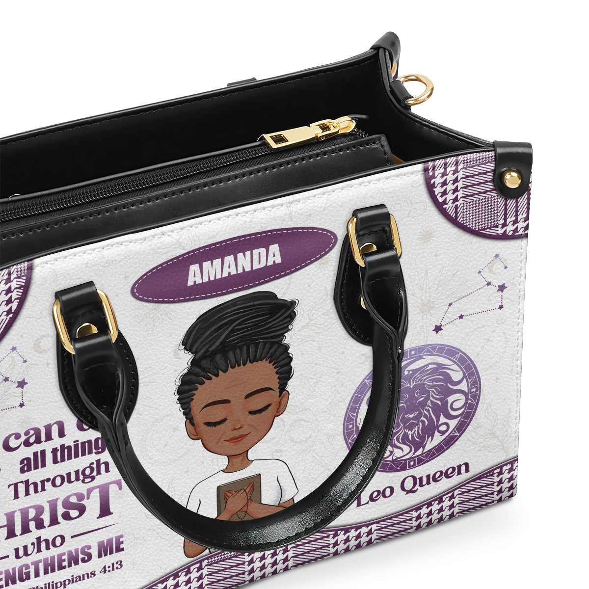 I Can Do All Things Through Christ Who Strengthens Me | Personalized Leather Handbag JSLHBPTN1325D