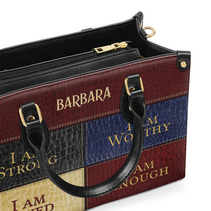 Jesuspirit | I Am Loved | Personalized Zippered Leather Handbag With Handle | Religious Gift For Worship Friends LHBNUHN680