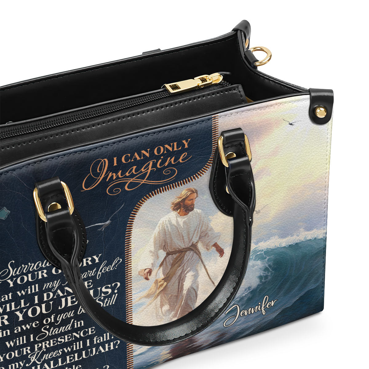 Jesuspirit | Personalized Leather Handbag With Zipper | Jesus I Can Only Imagine LHBM737