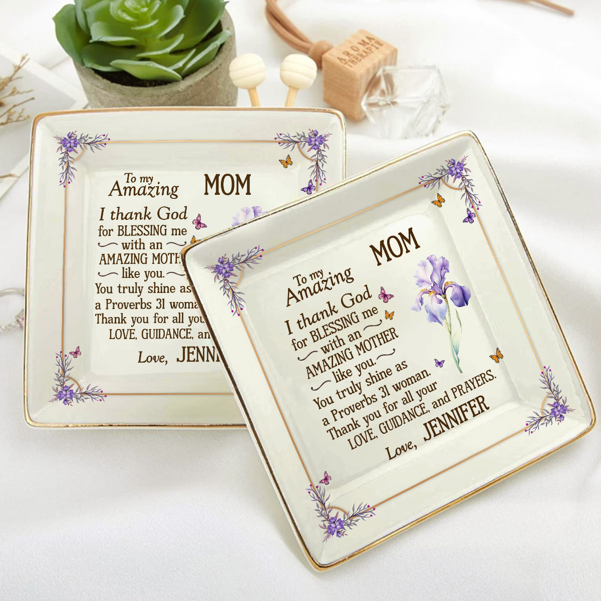 To My Amazing Mom | Personalized Ceramic Ring Dish Square