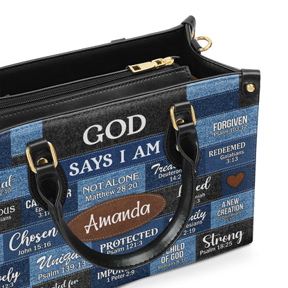 Jesuspirit | God Says You Are | Personalized Leather Handbag With Zipper | Gift For Her LHBNUHN681