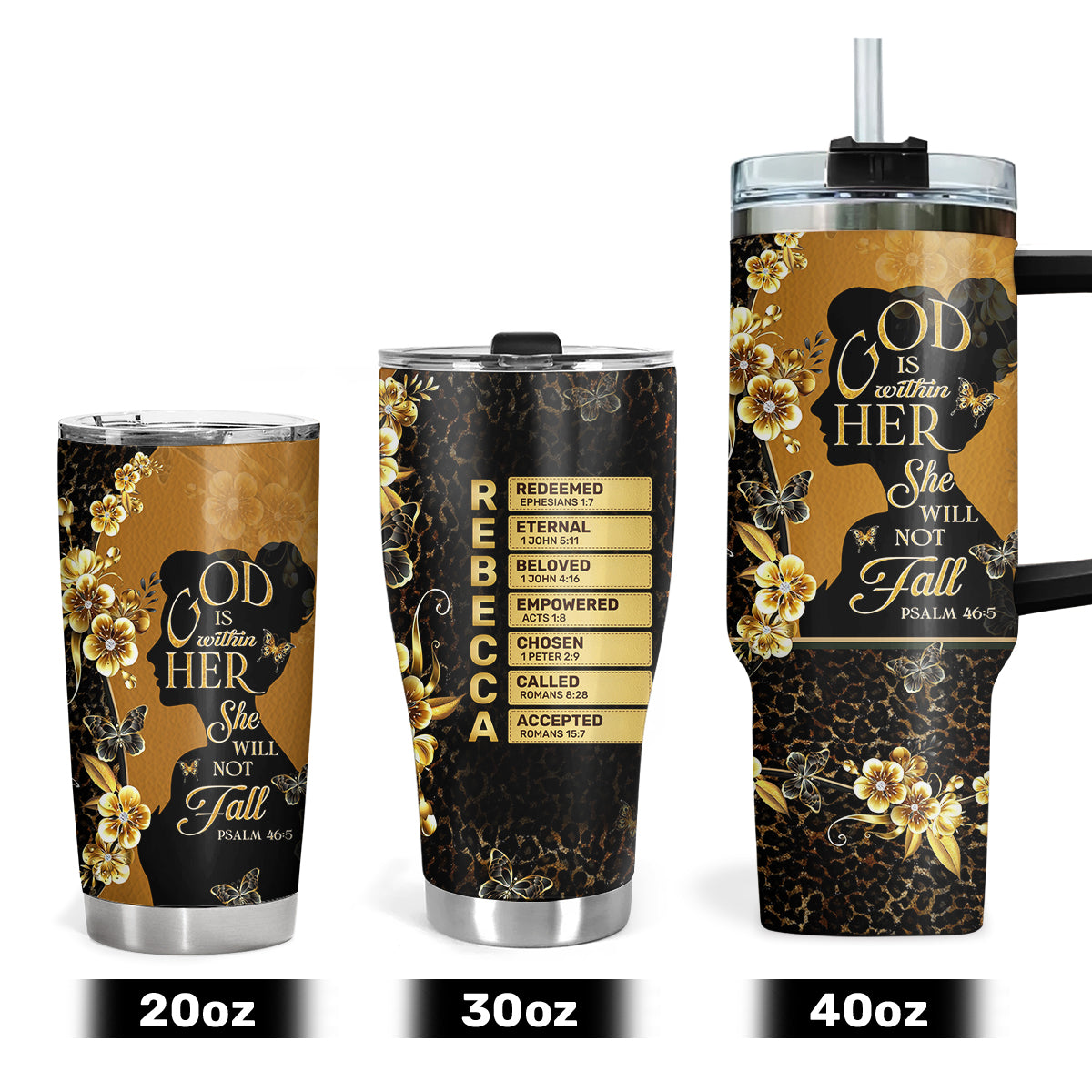 God Is Within Her She Will Not Fall | Personalized Stainless Steel Tumbler