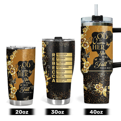 God Is Within Her She Will Not Fall | Personalized Stainless Steel Tumbler