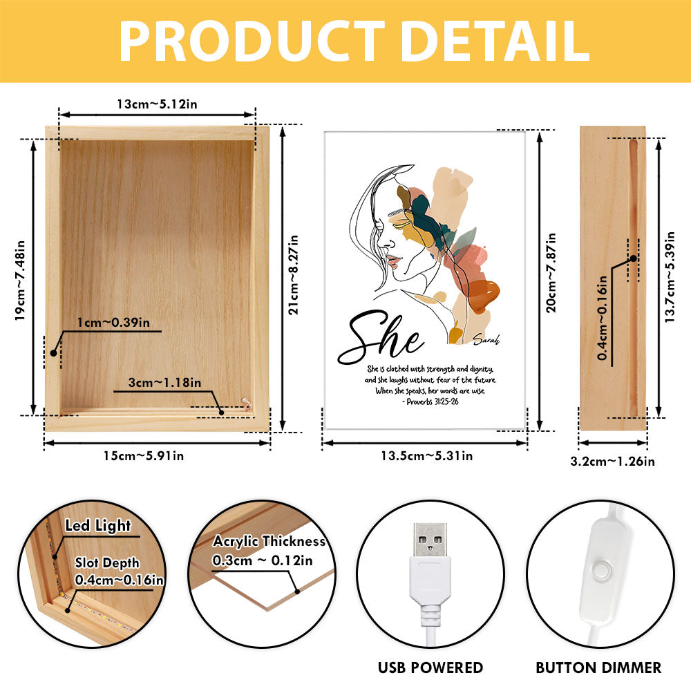Jesuspirit Personalized Frame Light Box | When She Speaks, Her Words Are Wise FLBHN26