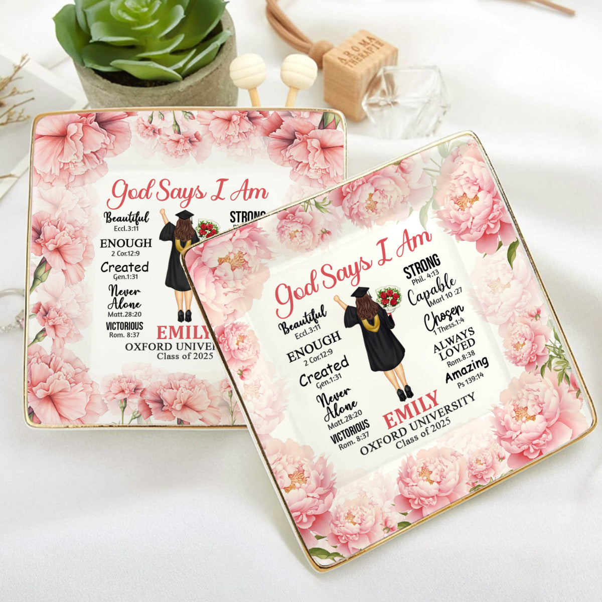 God Says I Am | Personalized Ceramic Ring Dish Square