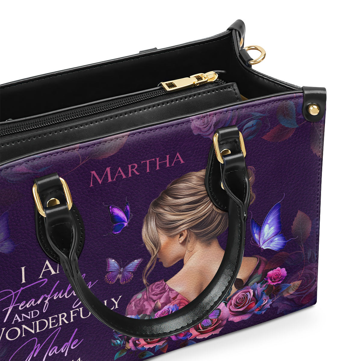 Jesuspirit | Personalized Leather Handbag With Zipper |  Fearfully and Wonderfully Made LHBM729