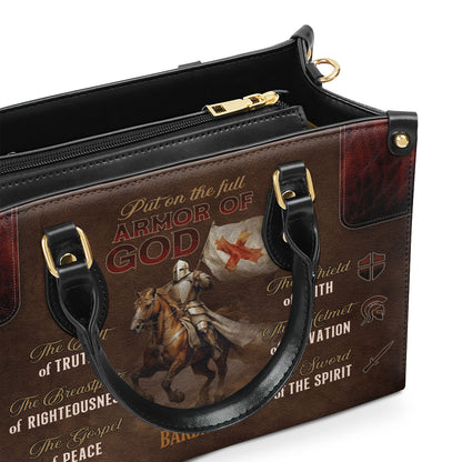 Jesuspirit | Personalized Zippered Leather Handbag With Handle | Religious Gift For Worship Friends | Armor Of God LHBM769