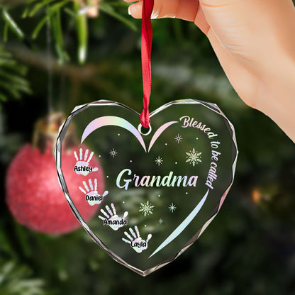 Blesses To Be Called | Personalized Heart Shaped Glass Ornament JSHGOPHN2099TA