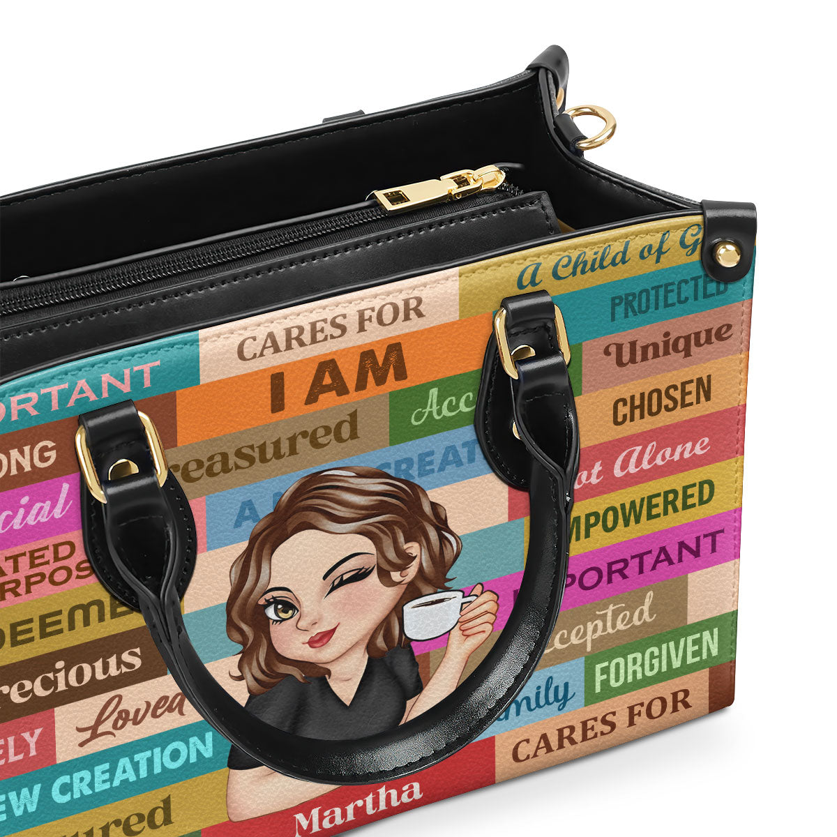 I Am | Personalized Leather Handbag JSLHBPH1348L