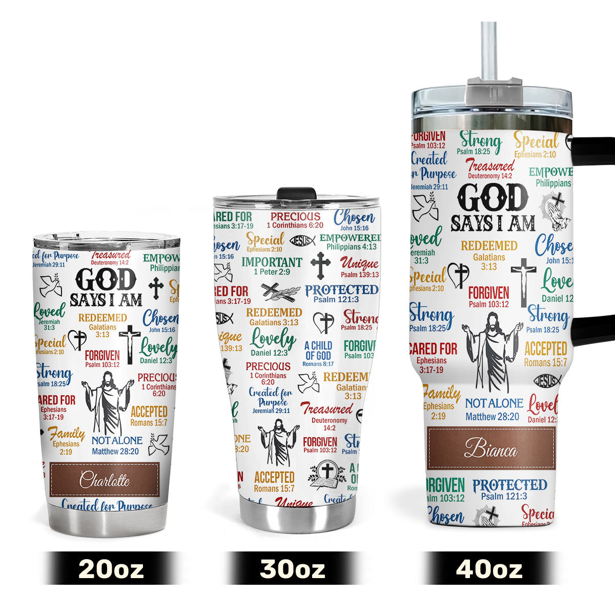 Jesuspirit | What God Says About You | Unique Scripture Gifts For Christian Friends | Personalized Christian Stainless Steel Tumbler SSTH742A