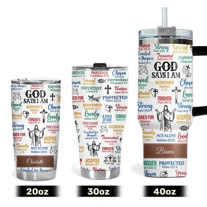 Jesuspirit | What God Says About You | Unique Scripture Gifts For Christian Friends | Personalized Christian Stainless Steel Tumbler SSTH742A