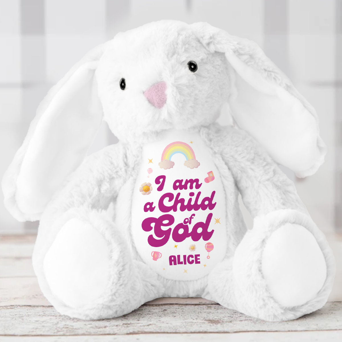 I Am A Child Of God | Personalized Stuffed Bunny