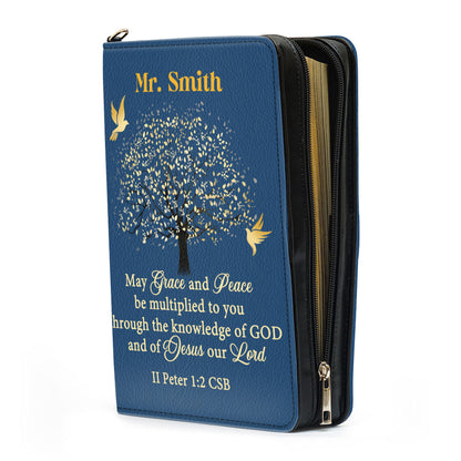Jesuspirit | Grace And Peace | Personalized Zippered Bible Cover With Handle | Christian Inspirational Gifts For Pastor BCNAM1003A