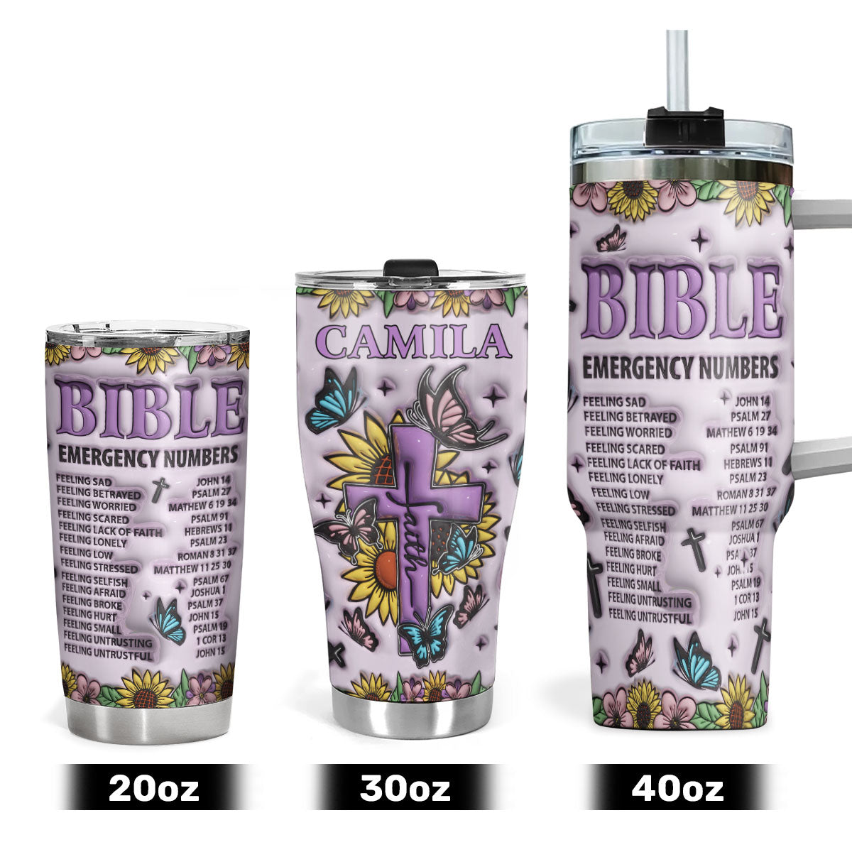 Bible Emergency Numbers | Personalized Stainless Steel Tumbler JSSSTHA14