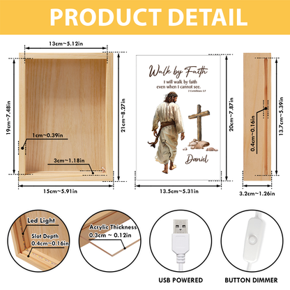 Jesuspirit Personalized Frame Light Box | Walk By Faith | 2 Corinthians 5:7 FLBHN01