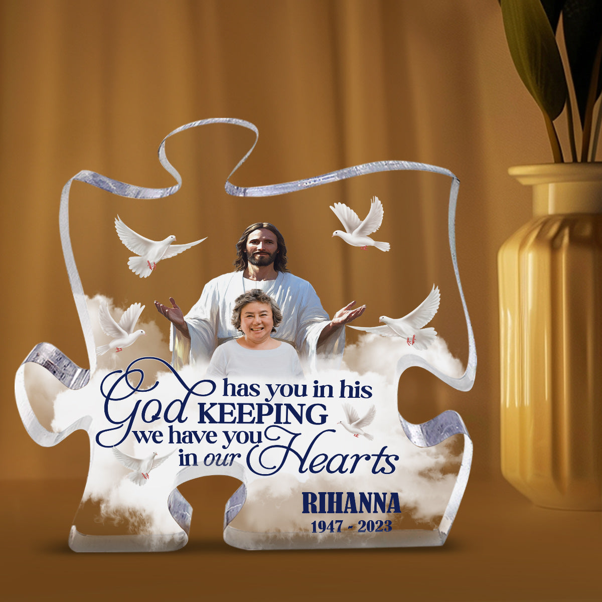 Safe In The Arms Of Jesus | Personalized Custom Shaped Squared Acrylic Plaque JSAPPPT1580M