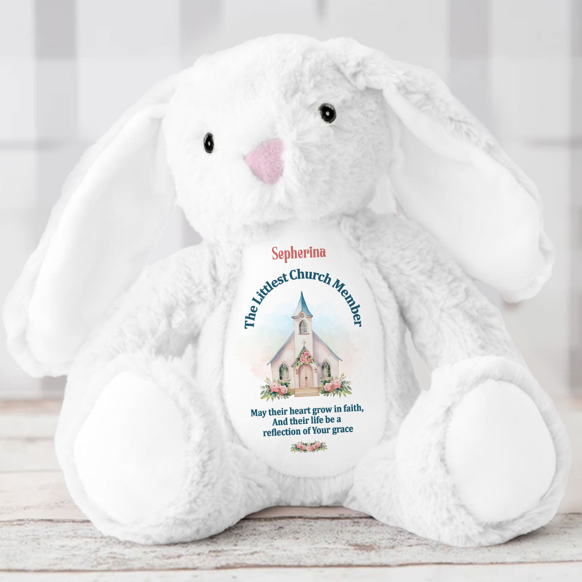 The Littlest Church Member - Personalized Stuffed Bunny
