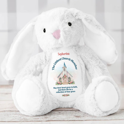 The Littlest Church Member - Personalized Stuffed Bunny