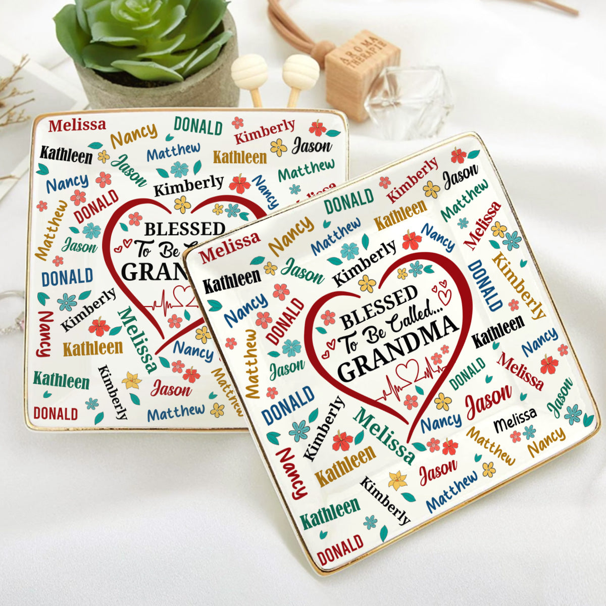 Blessed To Be Called | Personalized Ceramic Ring Dish Square
