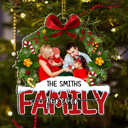 Christmas Wreath Family Forever | Personalized 1-Side Acrylic Ornament JSACOPHN2129M