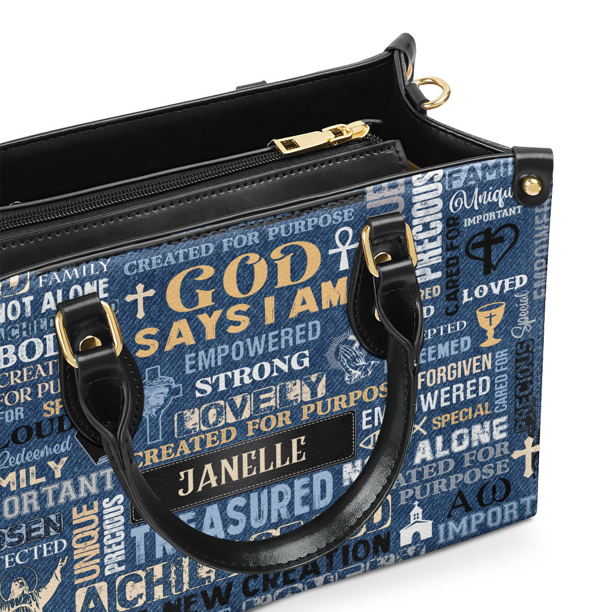 Jesuspirit | Personalized Leather Handbag With Zipper | I Am A Child Of God LHBM776