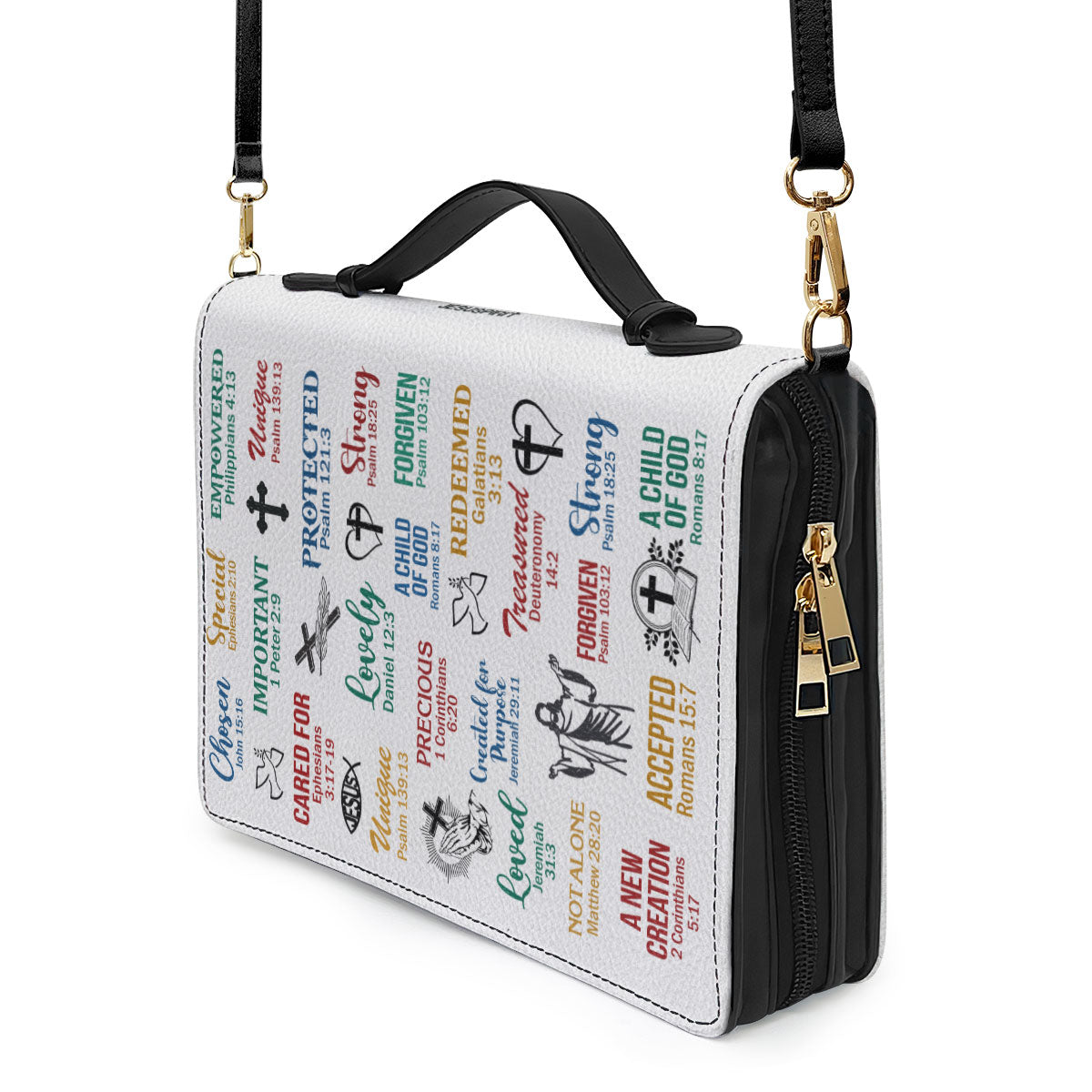 Jesuspirit |  What God Says About You | Inspirational Gifts For Christians Prayers | Personalized Zippered Bible Cover With Handle BCH742