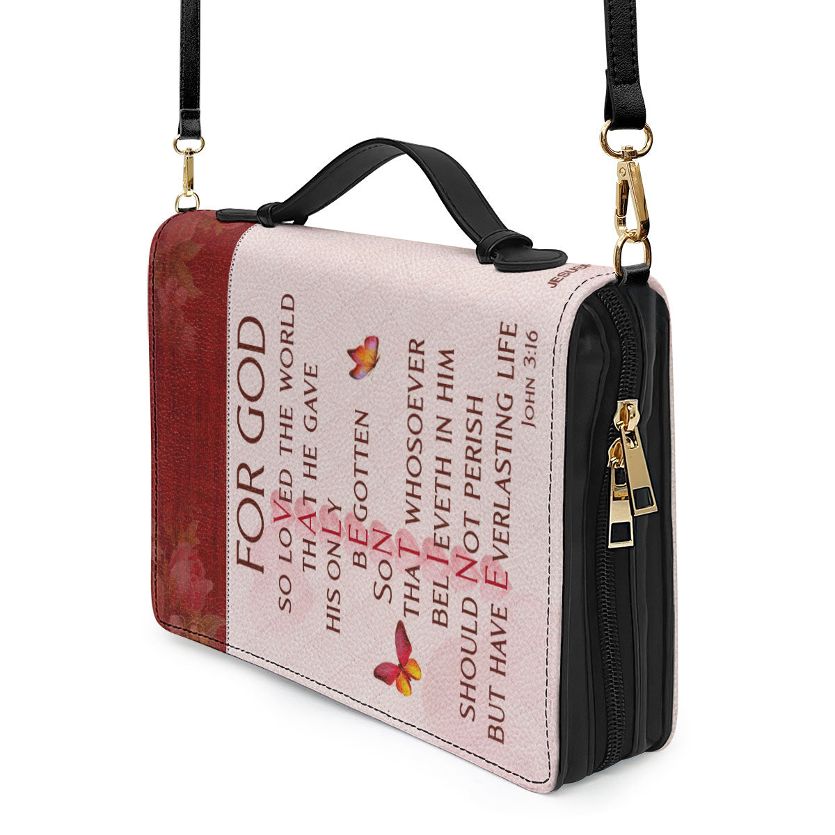 Jesuspirit | Personalized Zippered Bible Cover With Name | Religious Gifts For Christian Couples | For God So Loved The World BCM709