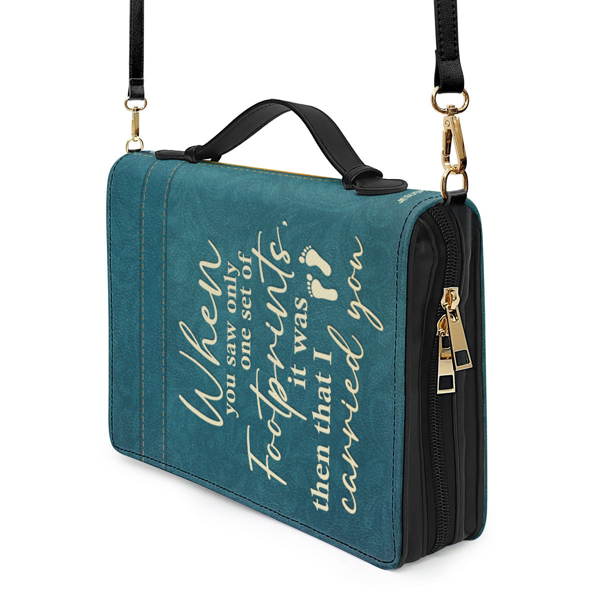 Jesuspirit Personalized Bible Cover | Leather Bible Case With Name | Footprints In The Sand BCNUHN490