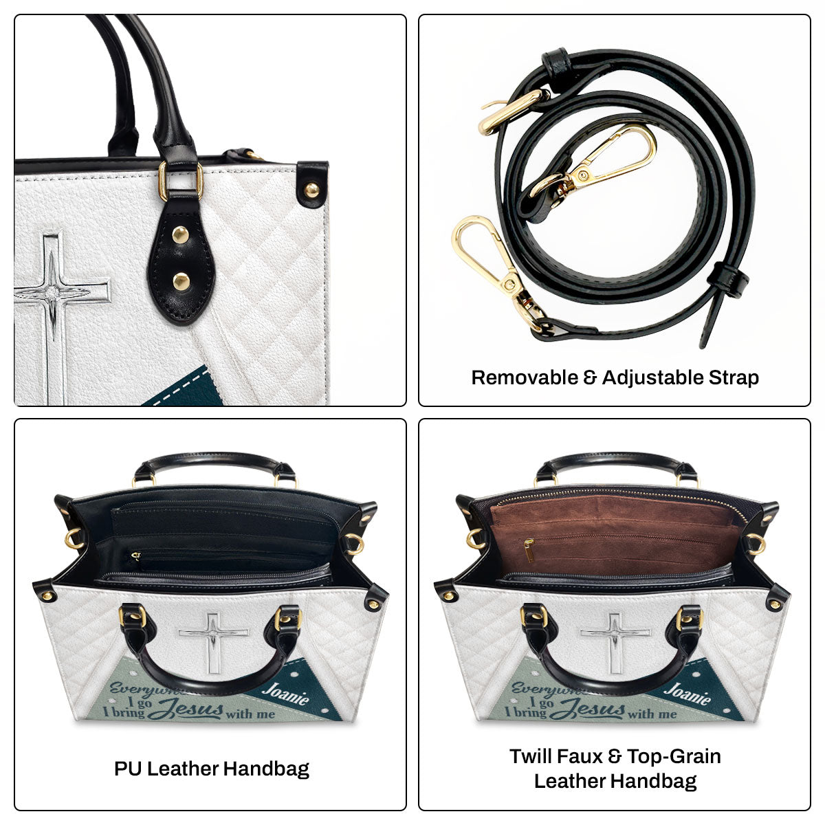 Stunning Christian Butterfly Leather Handbag - Everywhere I Go, I Bring Jesus With Me HHN370