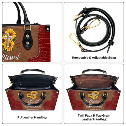Lovely Personalized Sunflower Leather Handbag - Blessed Are Those Who Spoil And Pamper NUH329