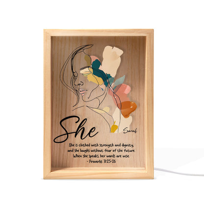 Jesuspirit Personalized Frame Light Box | When She Speaks, Her Words Are Wise FLBHN26
