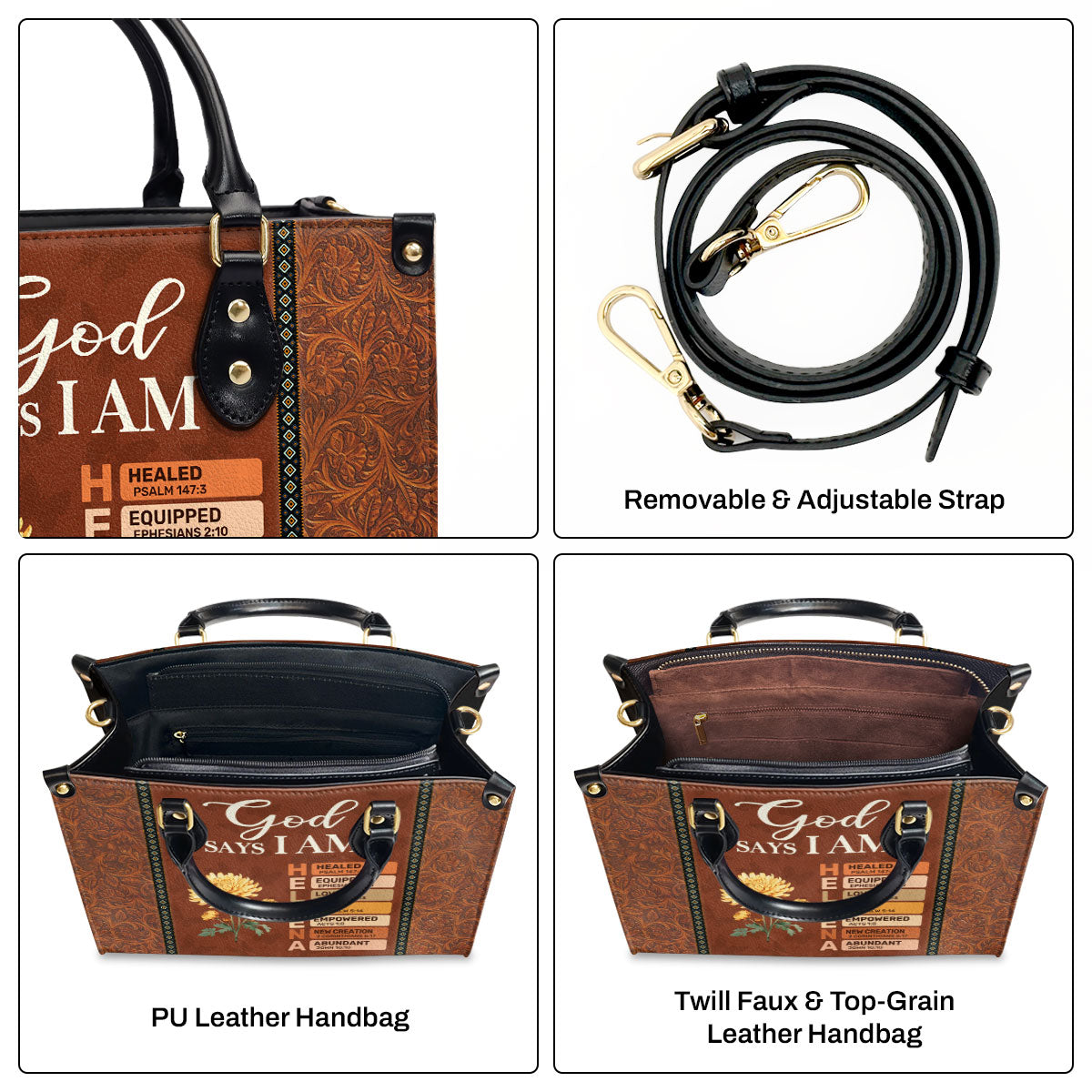 God Says I Am | Personalized Leather Handbag