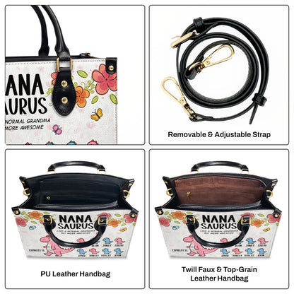 Nanasaurus | Personalized Leather Handbag With Zipper LHBHN03