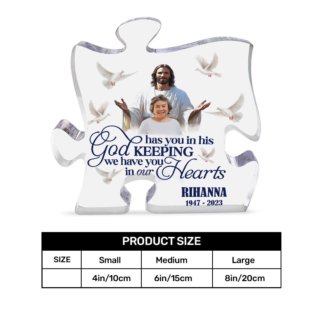 Safe In The Arms Of Jesus | Personalized Custom Shaped Squared Acrylic Plaque JSAPPPT1580M