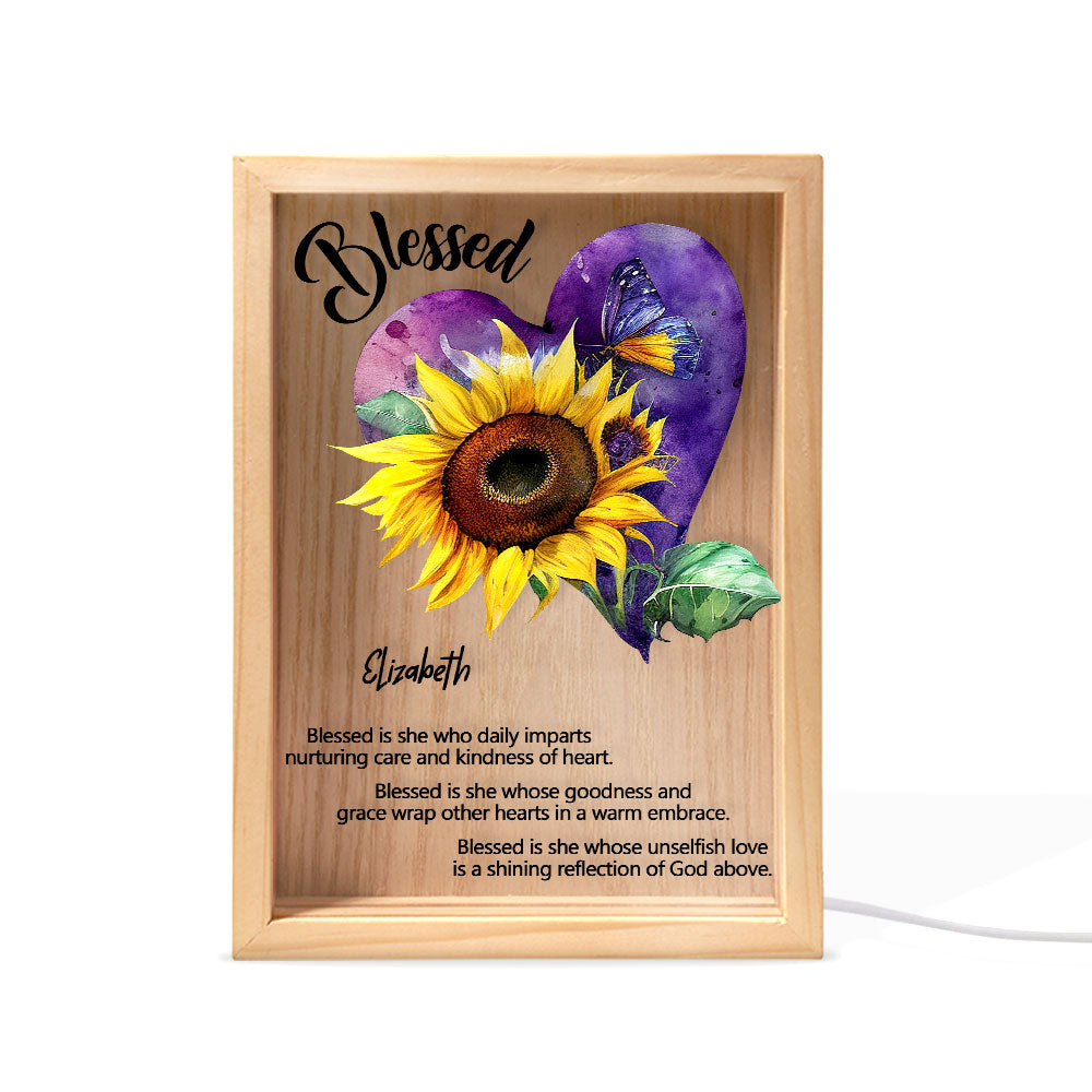 Jesuspirit Personalized Frame Light Box | Blessed Is She Whose Goodness And Grace Wrap Other Hearts In A Warm Embrace FLBHN08