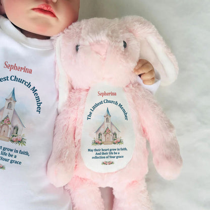 The Littlest Church Member - Personalized Stuffed Bunny
