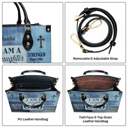 Jesuspirit | Personalized Zippered Leather Handbag With Handle | Religious Gift For Worship Friends | Daughter Of God LHBM764