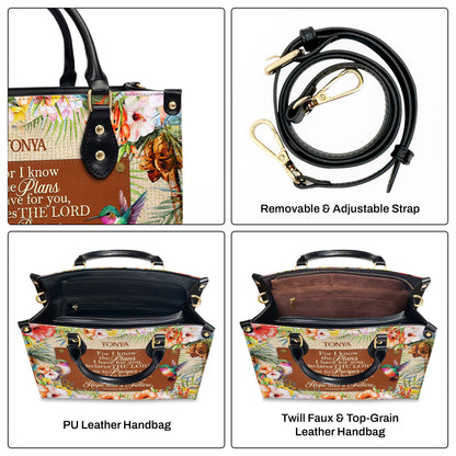 Jesuspirit | Personalized Leather Handbag With Zipper | For I Know The Plans I Have For You LHBM787