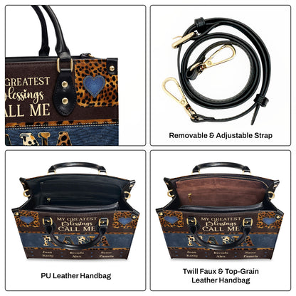 Jesuspirit | My Greatest Blessings Call Me Grandma/Nana | Personalized Leather Handbag With Zipper LHBM798