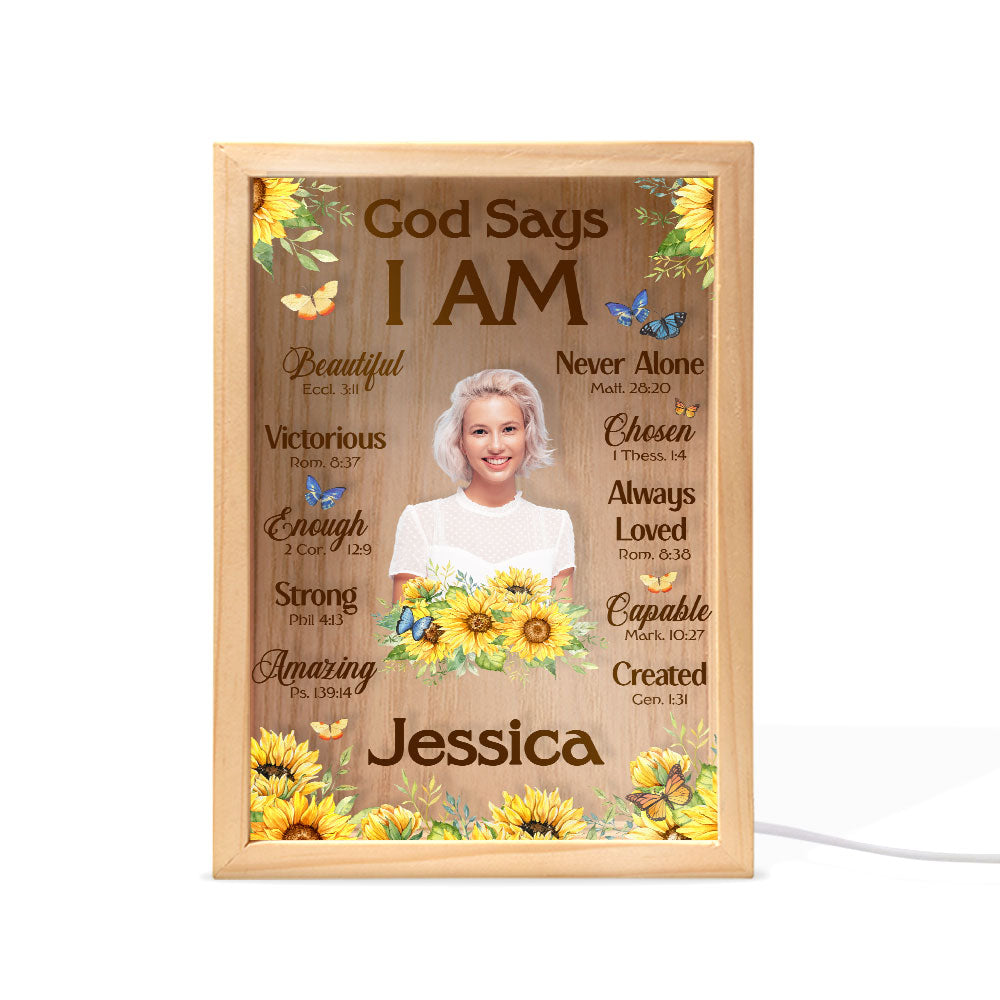 Jesuspirit Personalized Frame Light Box | God Says I Am FLBHN30