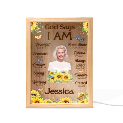 Jesuspirit Personalized Frame Light Box | God Says I Am FLBHN30