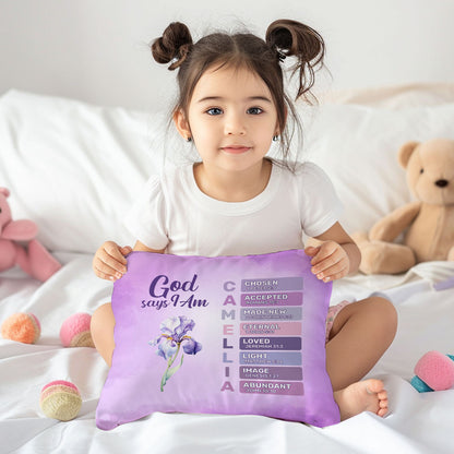 God Says I Am | Personalized Crystal Velvet Pillow