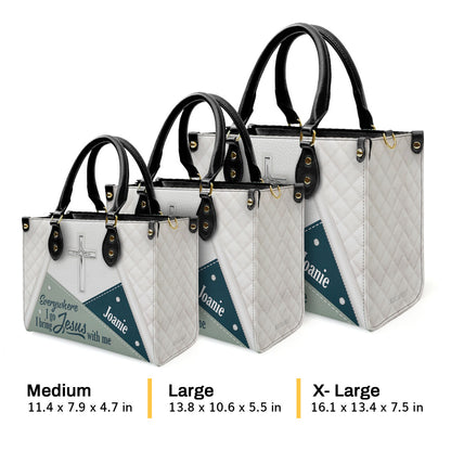 Stunning Christian Butterfly Leather Handbag - Everywhere I Go, I Bring Jesus With Me HHN370