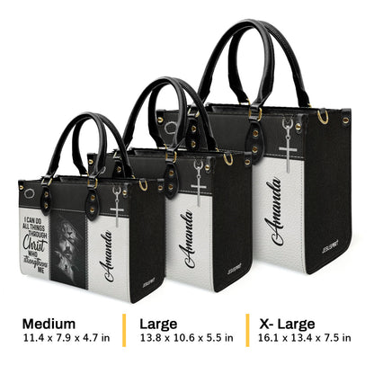 I Can Do All Things Through Christ - Beautiful Personalized Lion Leather Handbag HIHN314