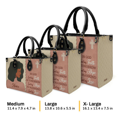 In God I Put My Faith - Beautiful Personalized Leather Handbag HM391