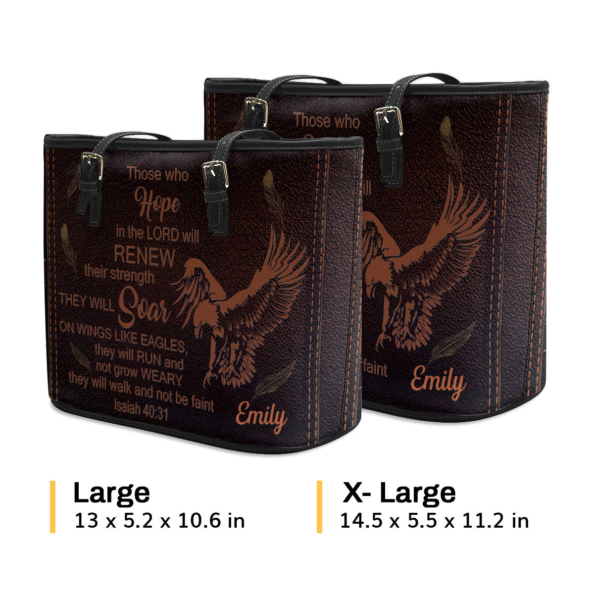 Jesuspirit | Eagle Large Leather Tote Bag | They Will Run And Not Grow Weary NUM354