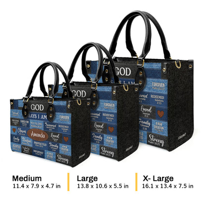 Jesuspirit | God Says You Are | Personalized Leather Handbag With Zipper | Gift For Her LHBNUHN681