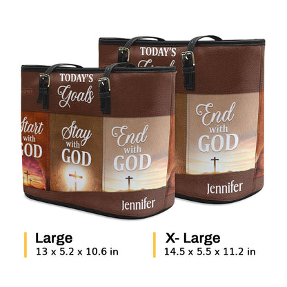 Today‘s Goals: Stay With God - Unique Large Leather Tote Bag NUH272
