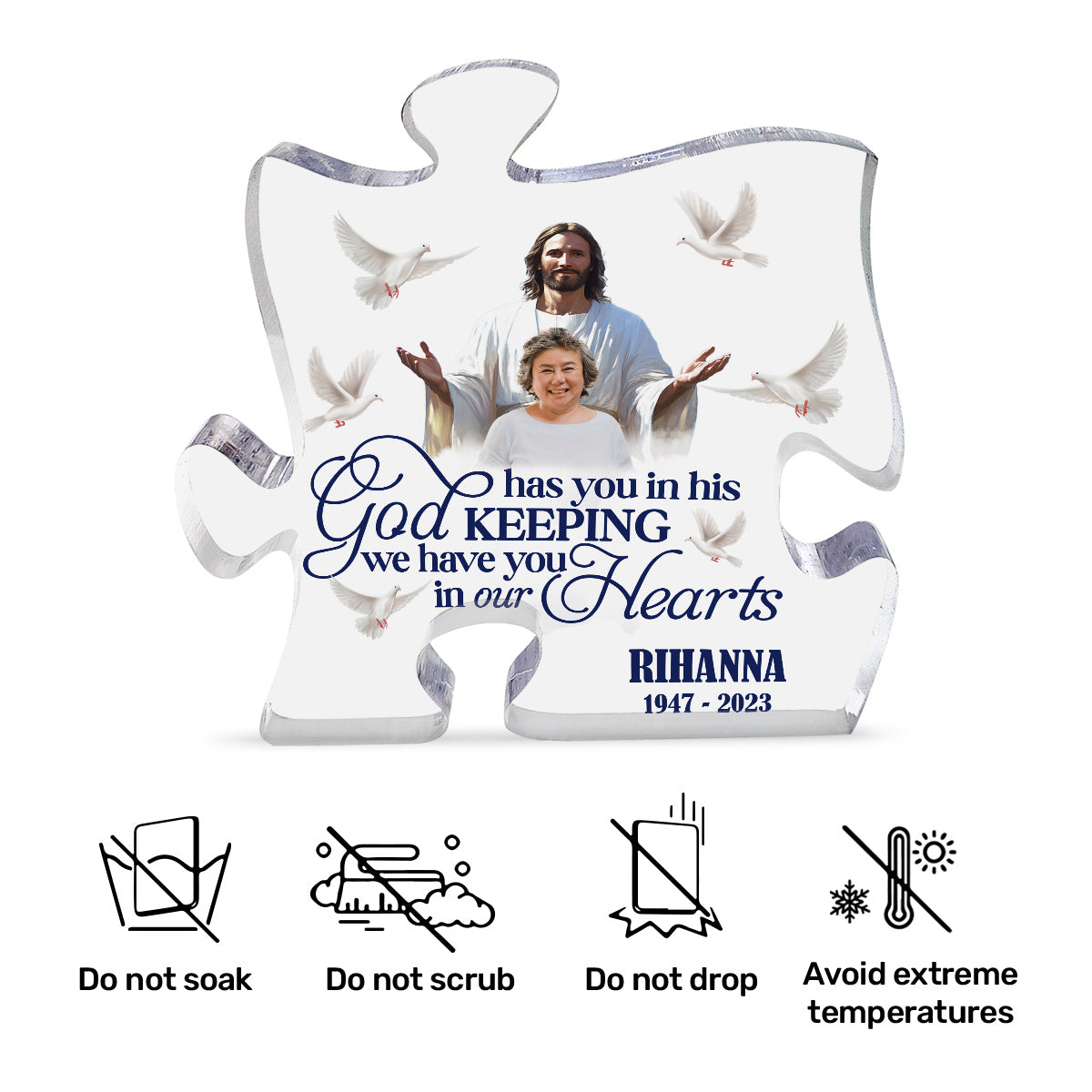 Safe In The Arms Of Jesus | Personalized Custom Shaped Squared Acrylic Plaque JSAPPPT1580M